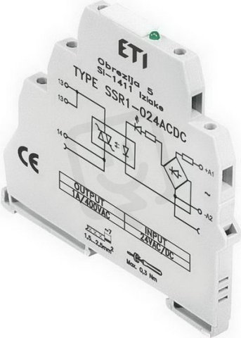 Polovodičové relé SSR1-024ACDC, kontakty 1xNO,1,2A, 24V AC/DC ETI 002473050