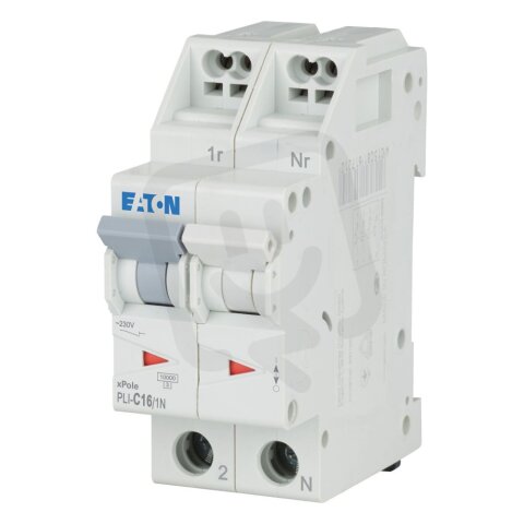 PLI-C16/1N Jistič PLI (bezšroubové svorky nahoře) char C 1+N-pólový 10kA 16A