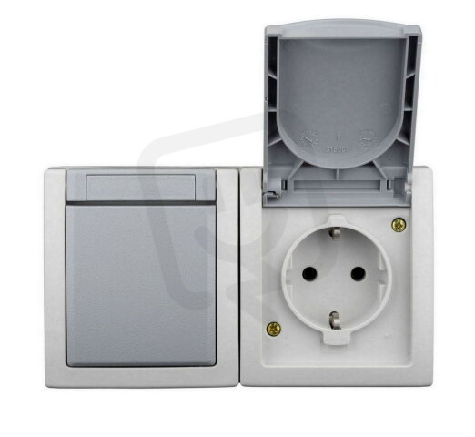 Kombinace přepínače č.6 a zásuvky SCHUKO, horizontální, IP54 SCHRACK EV211017--