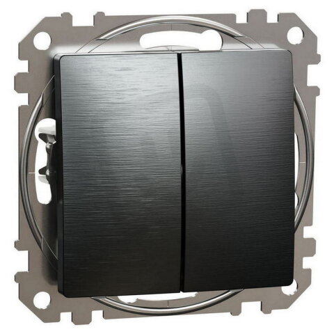 Přepínač střídavý ř.6+6,Leštěný Titan,Sedna Design/Elements SCHNEIDER SDD172108U