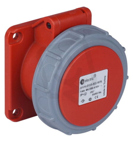 Vestavná zásuvka 4x32A/IP67, rovná, 75x75, QuickCon. TP ELECTRIC 432-6-ZV75-Q-G