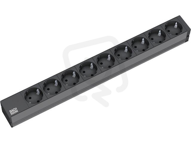 Bachman 333.506 Zásuvková lišta 19'' 1U 9x Schuko, hliník/černá