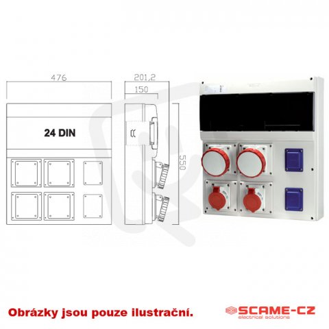 SCAME Zásuvková rozvodnice s chráničem D581 1x230V, 1x16A/4p, 1x32A/4p, 3x63A/4p
