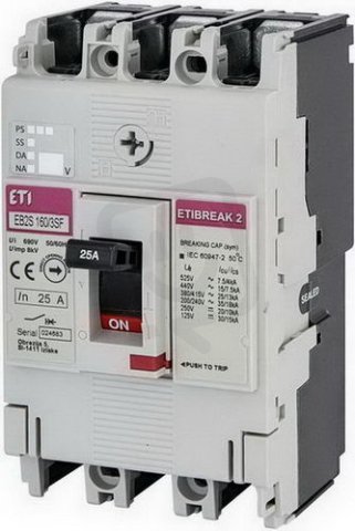Kompaktní jistič EB2S 160/3SF 25A 3p ETI 004671829