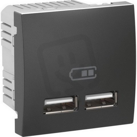 Unica Dvojitý nabíjecí USB konektor 2.1A, Grafit SCHNEIDER MGU3.418.12