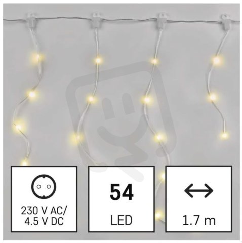 LED vánoční drop řetěz rampouchy 1,7 m venkovní i vnitřní teplá bílá programy