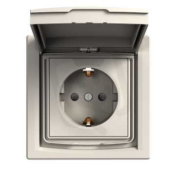 ASFORA Zásuvka SCHUKO 250V 16A, clonky, IP44, krémová SCHNEIDER EPH3100323
