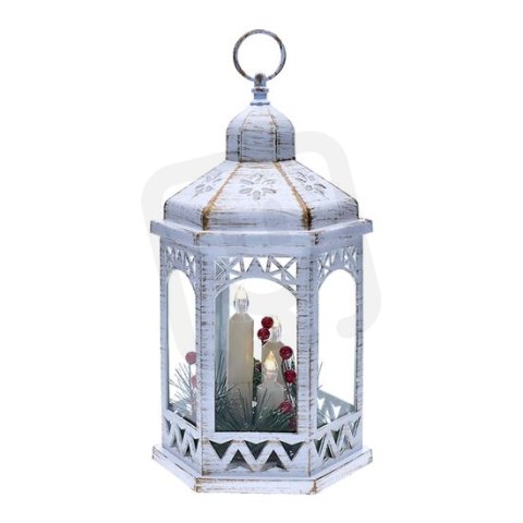 LED vánoční lucerna bílá, 33cm, 3x LED svíčka, 3x AAA SOLIGHT 1V266