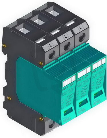 Přepěťová ochrana PO II 3 385V/40kA, modulární, vyměnitelná, C+D