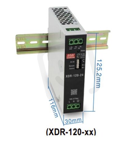 Napájecí zdroj na DIN 120W 12V MEAN WELL XDR-120-12
