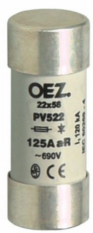 PV522 125A aR Pojistková vložka AC 690V/DC 250V 22x58 OEZ:13797