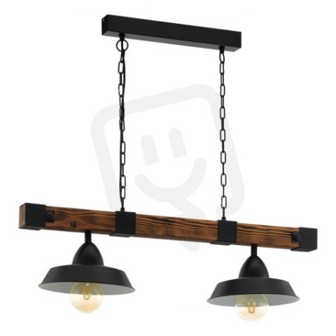 Závěsné svítidlo OLDBURY 2xE27 černá/hnědá RUSTIKAL 120W IP20 EGLO 49684