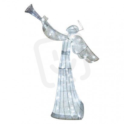 LED vánoční anděl ratanový, 130 cm, vnitřní, studená bílá, časovač