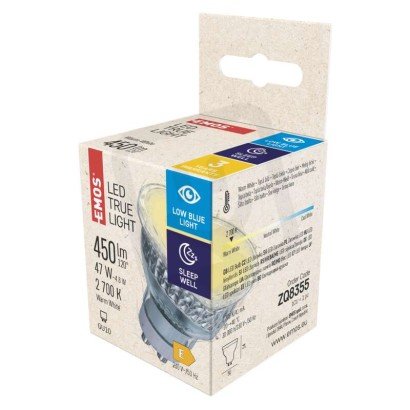 LED žárovka True Light MR16 /GU10 /4,8W(47W)/450lm/teplá bílá EMOS ZQ8355