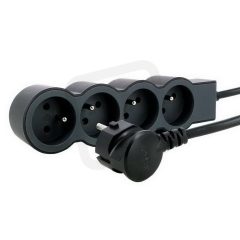 PRODLUŽOVACÍ PŘÍVOD ZÁSUVKA 4X2P+T, KABEL 3 M, ČERNÁ/TMAVĚ ŠEDÁ LEGRAND 049491
