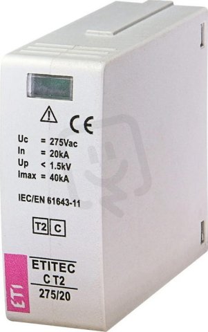 Modul svodiče přepětí MODUL ETITEC C T2 275/20,20kA, 40kA, 275V AC ETI 002440414
