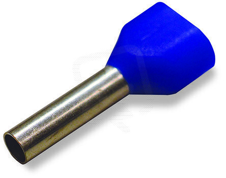 Dvojitá dutinka, Objímka na 2x2,5mm2/AWG 14, s plastovým límcem, modrá 216-1545
