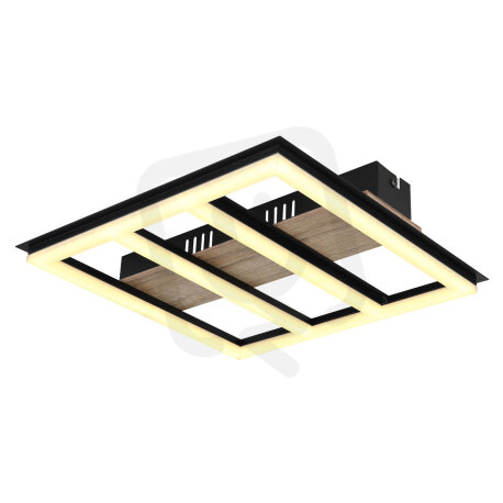 Stropní svítidlo GLOBO FROOMY černá/imitace dřeva LED 18W 230V, 1700lm 3000K