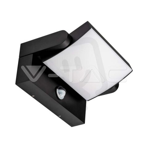 17W LED Wall Light Sensor Black Body 3000K IP65 V-TAC SKU2940