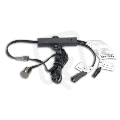 Kovový dotykový spínač/stmívač 12/24 V DC max. 3A kabel 1,5 m mini konektory