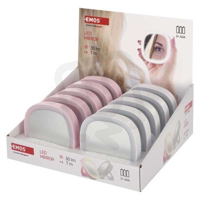 Kapesní kosmetické zrcátko s LED světlem, display box EMOS P4718