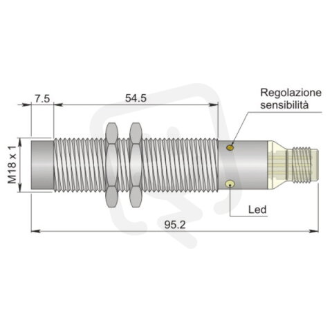 Kapacitní senzor d18 mm AECO SC18SM-CE10 NPN NO+NC H
