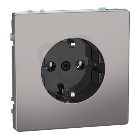 Zásuvka SCHUKO, Merten System D, bezšroubová, nikl kovová, 16 A, 250 V, kov