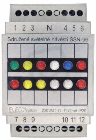 Sdružené světelné návěstí SSN-DIN-96 G,Y,R,W,B,R/R,2Y,2W,R 24DC ELECO 31113742