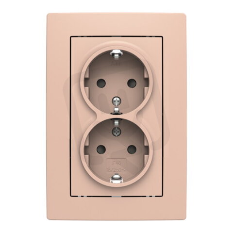 Dvojzásuvka ABB ZONI s clonkami, bezšroub., pudrová / bílá 5522T-C03458 142