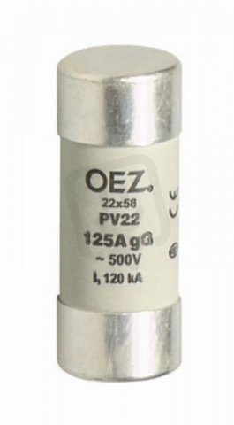 PV22 125A gG Pojistková vložka AC 500V/DC 250V vel.22×58 OEZ:18271