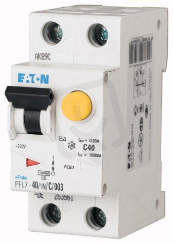Chránič s jističem 10A PFL7-40/1N/C/003-A 1+N C 0.03A 40A EATON 263562