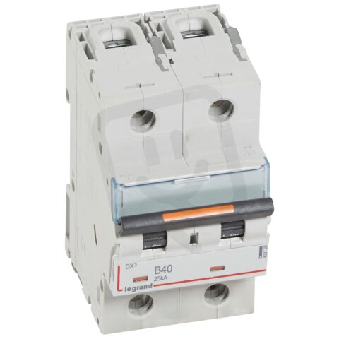 DX3 JISTIČ, 2 PÓLOVÝ, CHAR. B,40A 25KA LEGRAND 409720