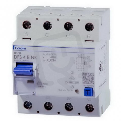 Proudový chránič DFS4 040-4/0,03-B NK 4P, 40 A, 0.03 A DOEPKE 09134995