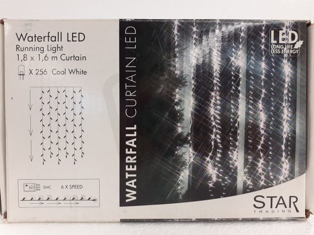 Vánoční padající dešť, studená bílá, 6xprogram, 256LED,180x160cm