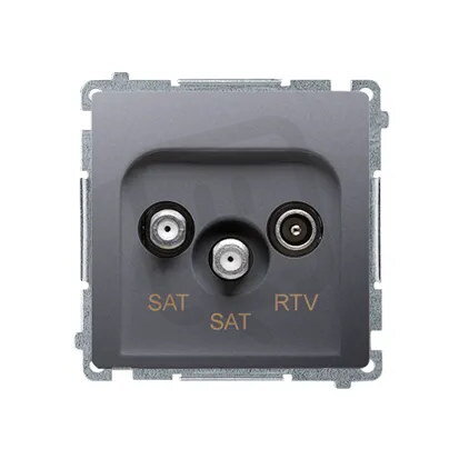 Zásuvka SAT-SAT-RTV koncová, 2x vstup: SAT: 52400 MHz, RTV: 5862 MHz Inox