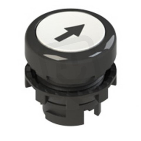 PIZZATO Tlačítko, 20 mm (R), bílé, symbol ŠIPKA NAHORU, černý plast. kroužek
