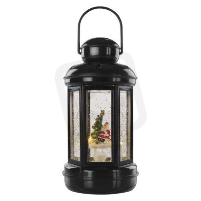 LED dekorace vánoční lucerna se Santou 20 cm 3x AAA vnitřní teplá bílá časovač