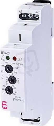 Napěťové monitorovací relé HRN-33, 1xCO,16A, 160-276V AC, 0-10s ETI 002470015