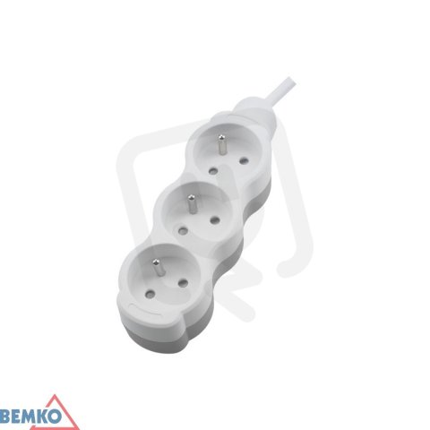 Prodlužovací přívod 3x2p+Z, 250V, 3x1,5mm, 16A bílá 3m BEMKO 102098