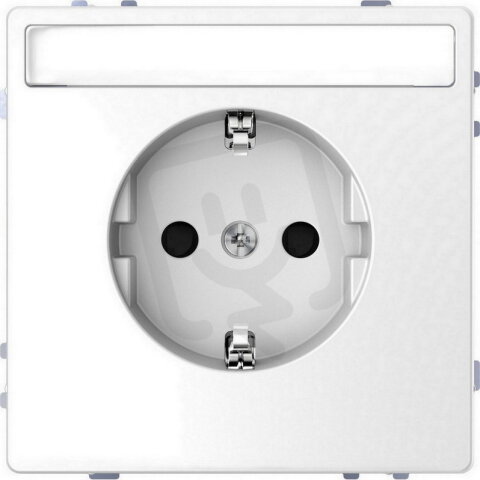 Zásuvka Merten D-Life 250V/16A SCHUKO clonky popisové pole Lotus White