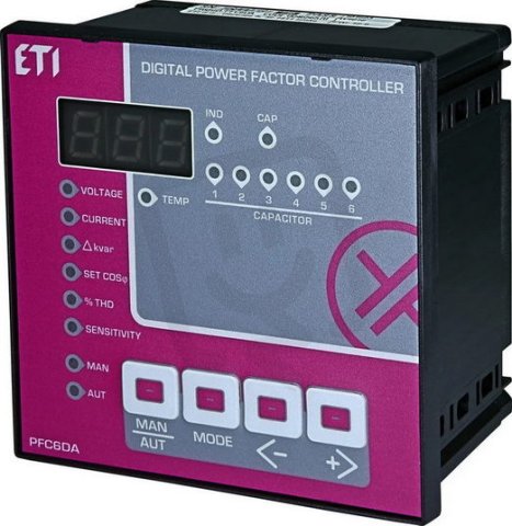 Regulátor jalového výkonu PFC 6 DA 3F 400V AC RS485 6 výstupů ETI 004656570