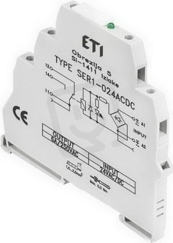 Elektromagnetické relé SER1-230ACDC, kontakty 1xCO,6A, 230V AC/DC ETI 002473053