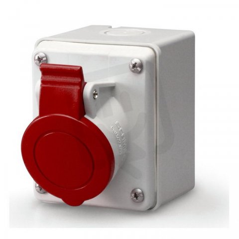 Nástěnná zásuvka EUREKA, rovný box 3P+N+E, 32A, 6h/380-415V, IP44 SCAME 522.3257