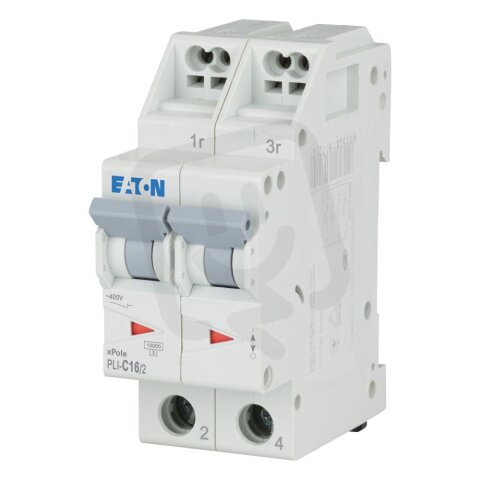 PLI-C16/2 Jistič PLI (bezšroubové svorky nahoře) char C 2-pólový 10kA 16A 101300