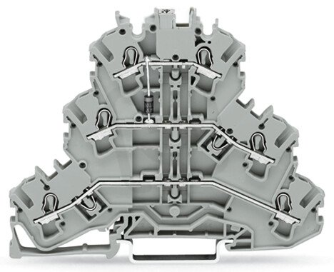 Svorka pro moduly třípatrová s diodou 1N4007 šedá 2,5mm2 WAGO 2002-3211/1000-410