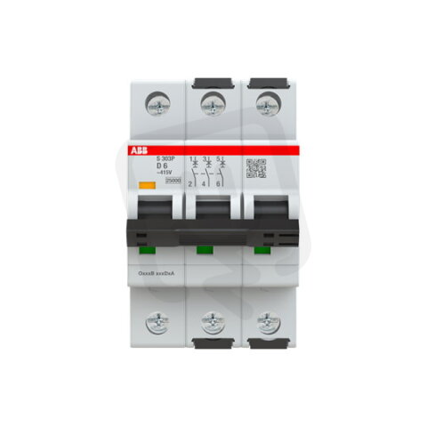 S303P-D6 3 fázový jistič 6 A char. D 25kA ABB 2CDS383001R0061