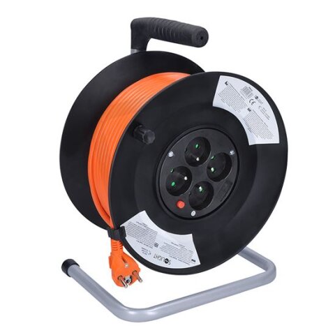 4z prodlužovací přívod - na bubnu, 50m, oranžový kabel, 3x 1,5mm2 SOLIGHT PB04