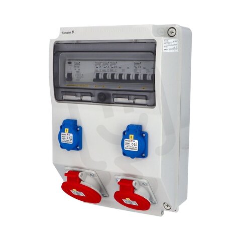 Zásuvková skříň FAMATEL vf310-4pol-6kA IP54 jištěná s chráničem 63/4/003-A