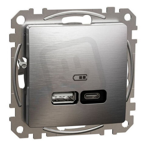 Dvojitá nabíječka USB A+C, 2,4 A, 21 W, Leštěný Hliník, Sedna D/E SDD170405U