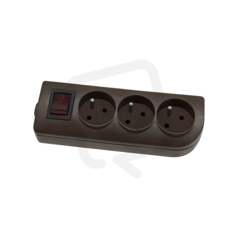 GN-30W-3 Trojnásobná s uzemněním a vypínačem hnědá ELGOTECH 20500128